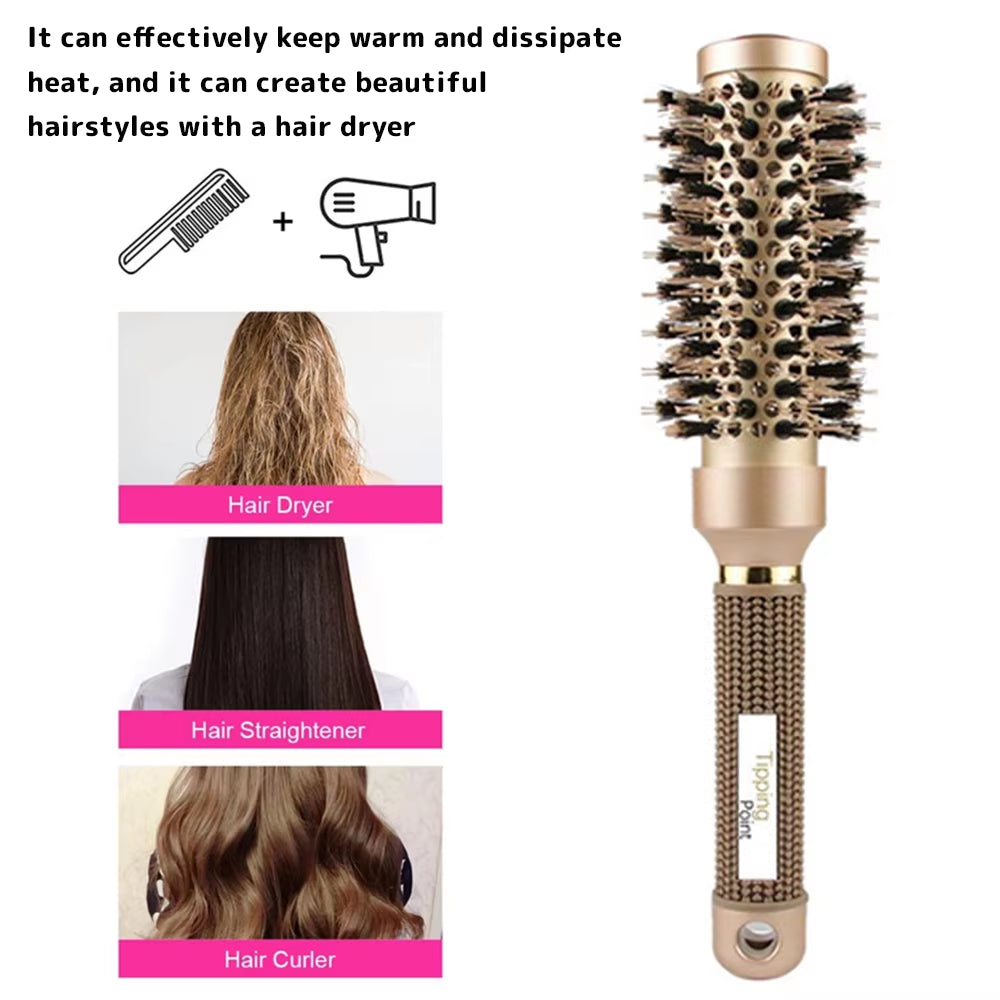 Round Brush for Blow Drying Ceramic round Barrel Hair Brush Roller Brush Comb with Nylon Bristles for Women Men Kids Professiona