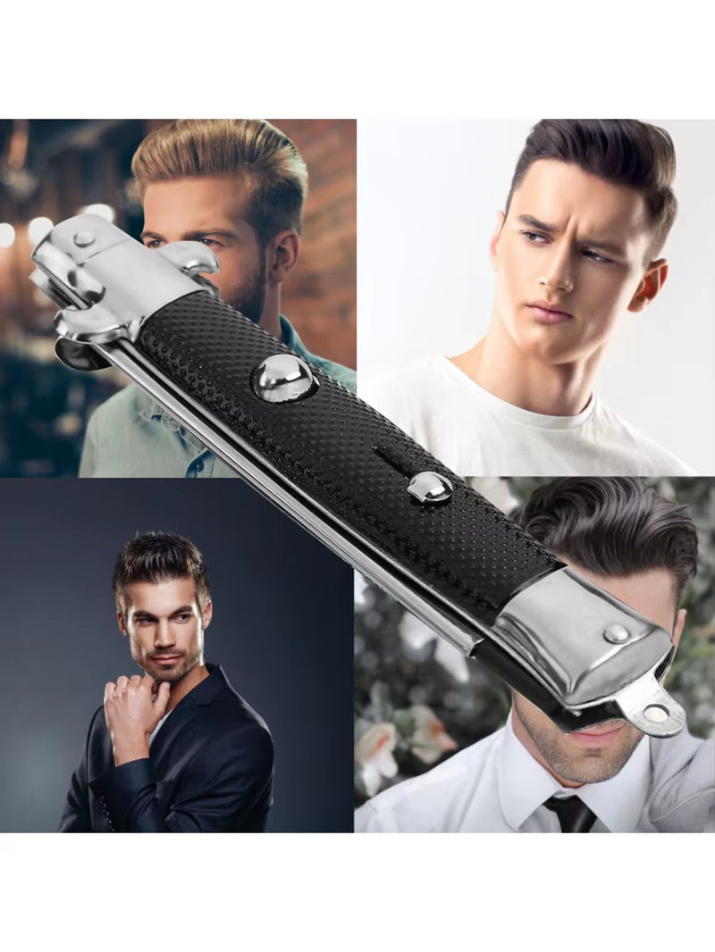 Oil Hair Comb Switchblade Spring Pocket Oil Hair Comb Folding Automatic Push Button Brush for Head Hair or Beard Gift for Men