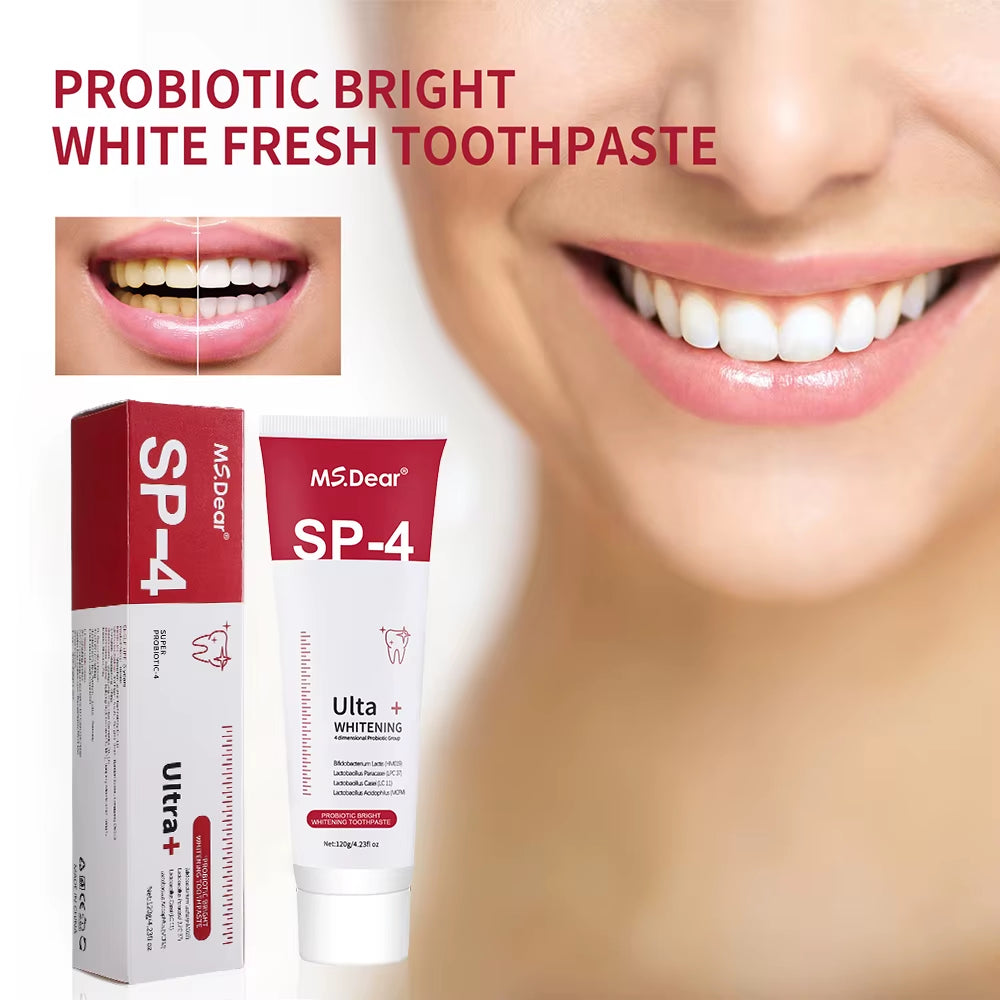 Probiotic Toothpaste Whiten Clean Teeth Remove Stains Management Fresh Breath with Sodium Saccharin Lactobacillus Oral Care