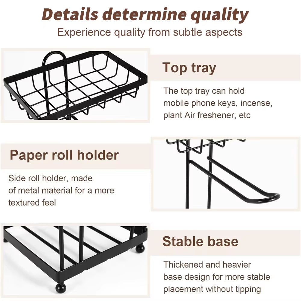 Toilet Paper Holder Free Standing Paper Towel Holder Restroom Bathroom Roll Towel Rack Tissue Holder Storage Rack