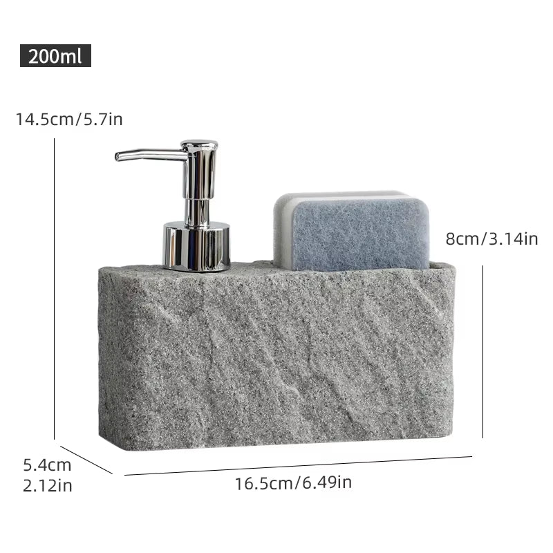 Soap Dispenser with Sponge Kitchen Sink and Bathroom Soap Dispenser Imitation Black Rock Liquid Hand and Dish Soap Dispenser