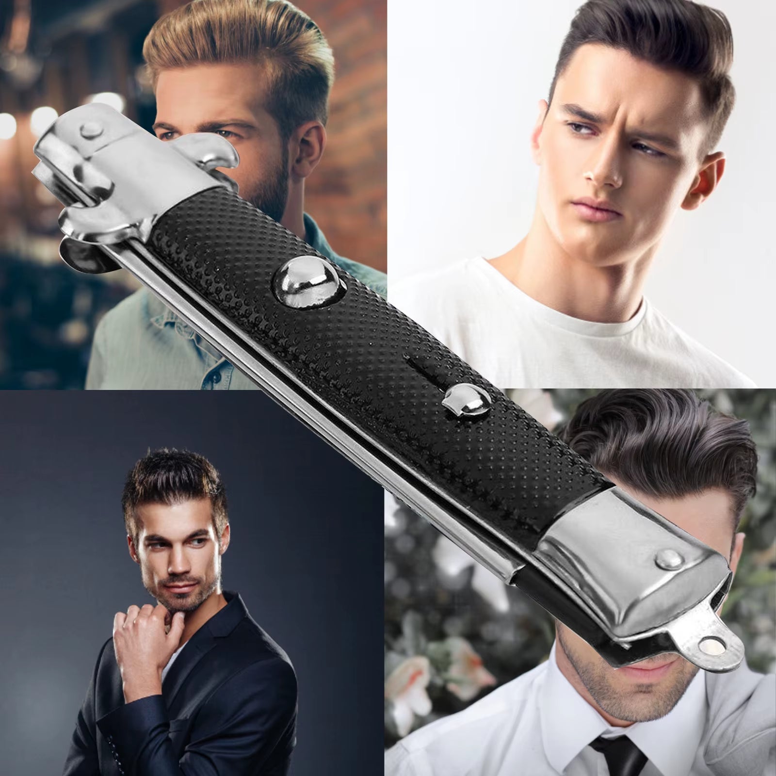 Oil Hair Comb Switchblade Spring Pocket Oil Hair Comb Folding Automatic Push Button Brush for Head Hair or Beard Gift for Men