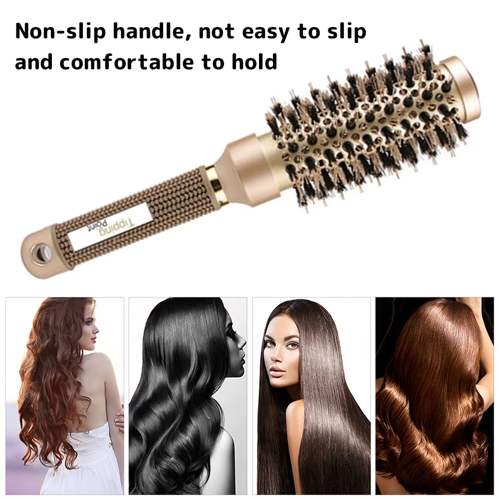 Round Brush for Blow Drying Ceramic round Barrel Hair Brush Roller Brush Comb with Nylon Bristles for Women Men Kids Professiona