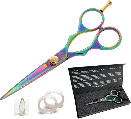 Professional Hair Cutting Scissors, Hairdressing Scissors, Ultra-Sharp Japanese Convex Blades, Titanium Coated - 5.5 Inch, Includes Case